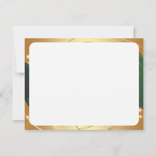 Motivo dorado de Navidad con fondo verde Kaart (Achterkant)