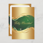 Motivo dorado de Navidad con fondo verde Kaart (Voorkant / Achterkant)