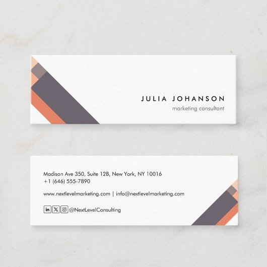 motivo geométrico minimalista moderno morado mini visitekaartje