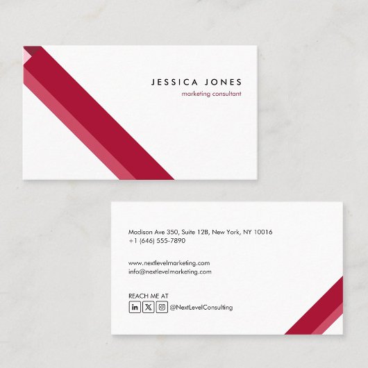 motivo geométrico minimalista moderno rojo visitekaartje