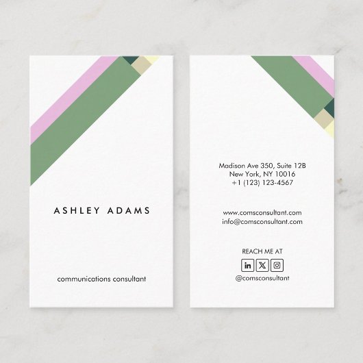 motivo geométrico minimalista moderno verde visitekaartje