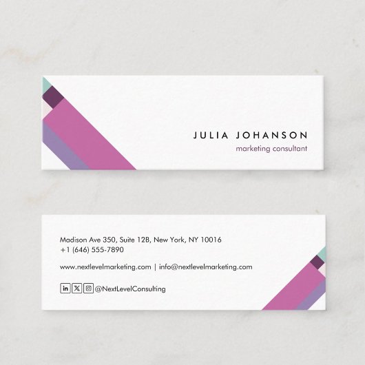 motivo geométrico minimalista moderno violeta mini visitekaartje