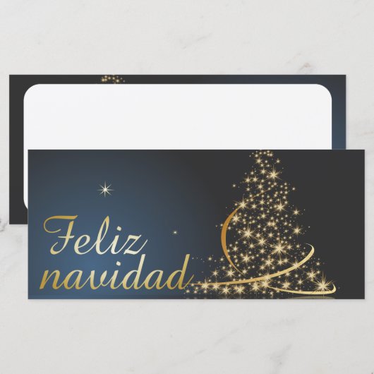 Motivo navideño azul con dorado árbol de navidad. (Voorkant / Achterkant)