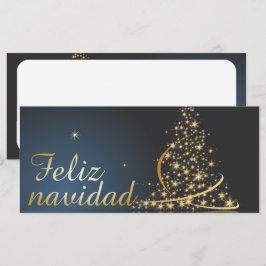 Motivo navideño azul con dorado árbol de navidad.