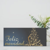 Motivo navideño azul con dorado árbol de navidad. (Staand voorkant)