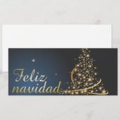 Motivo navideño azul con dorado árbol de navidad. (Voorkant / Achterkant)