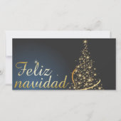Motivo navideño azul con dorado árbol de navidad. bedankkaart (Voorkant)