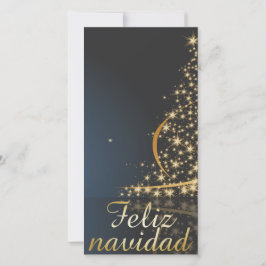 Motivo navideño azul con dorado árbol de navidad. feestdagenkaart
