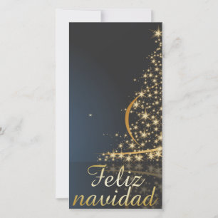 Motivo navideño azul con dorado árbol de navidad. feestdagenkaart
