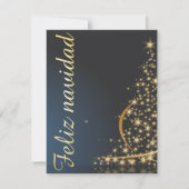 Motivo navideño azul con dorado árbol de navidad. kaart (Voorkant)