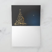 Motivo navideño azul con dorado árbol de navidad. kaart (Binnen)