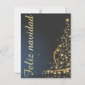 Motivo navideño azul con dorado árbol de navidad. kaart (Voorkant)