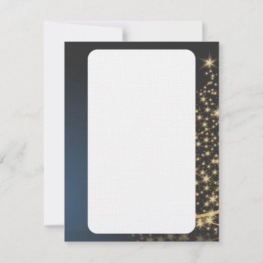 Motivo navideño azul con dorado árbol de navidad. kaart (Achterkant)