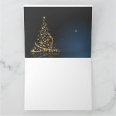 Motivo navideño azul con dorado árbol de navidad. kaart (Binnen)