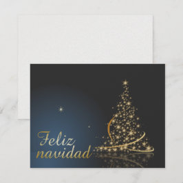 Motivo navideño azul con dorado árbol de navidad. kaart