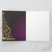 Motivo navideño morado con dorado árbol de navidad kaart (Binnen)