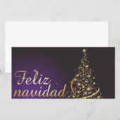 Motivo navideño morado oscuro con dorado árbol de bedankkaart (Voorkant / Achterkant)