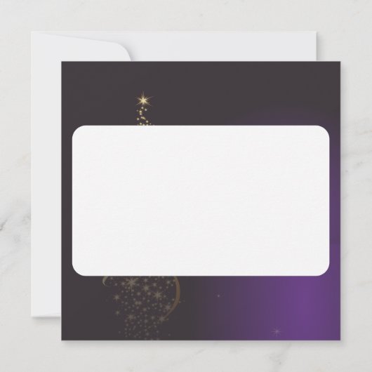 Motivo navideño morado oscuro con dorado árbol de kaart (Achterkant)