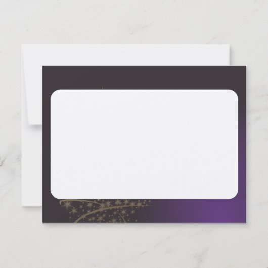 Motivo navideño morado oscuro con dorado árbol de kaart (Achterkant)