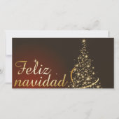 Motivo navideño rojo con dorado árbol de navidad. bedankkaart (Voorkant)