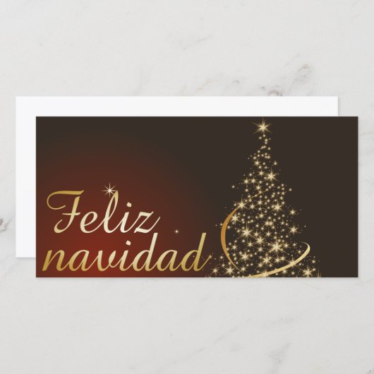 Motivo navideño rojo con dorado árbol de navidad. bedankkaart (Voorkant / Achterkant)