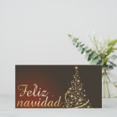 Motivo navideño rojo con dorado árbol de navidad. bedankkaart (Staand voorkant)