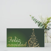 Motivo navideño verde con arbol de navidad. bedankkaart (Staand voorkant)
