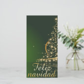 Motivo navideño verde con arbol de navidad. feestdagenkaart (Staand voorkant)
