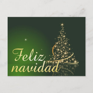 Motivo navideño verde con arbol de navidad. feestdagenkaart