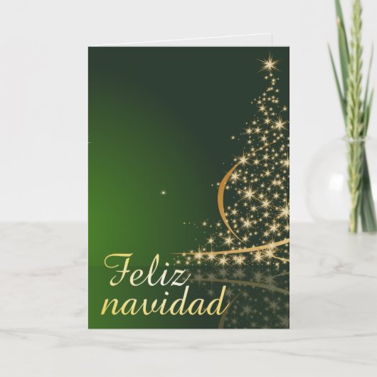 Motivo navideño verde con arbol de navidad. kaart (Voorkant)