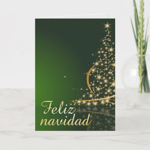 Motivo navideño verde con arbol de navidad. kaart