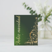 Motivo navideño verde con arbol de navidad. kaart (Staand voorkant)