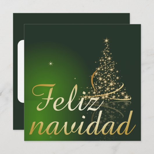 Motivo navideño verde con arbol de navidad. kaart (Voorkant / Achterkant)