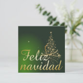 Motivo navideño verde con arbol de navidad. kaart (Staand voorkant)