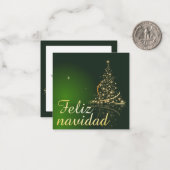 Motivo navideño verde con arbol de navidad. notitiekaartje (Voorkant / Achterkant in situ)