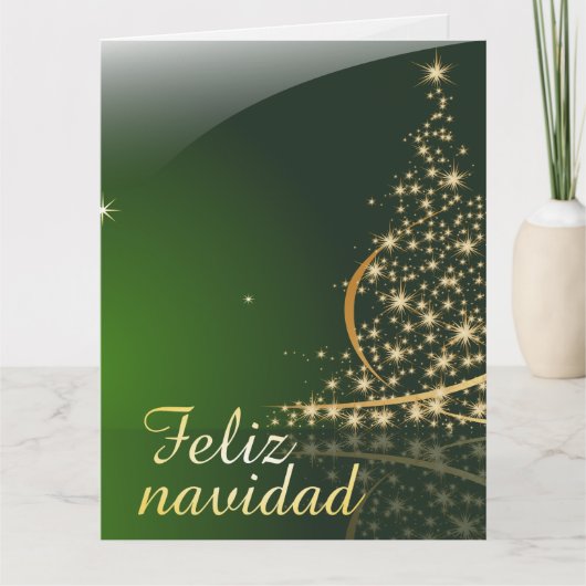 Motivo navideño verde con arbol de navidad. V2,0 Kaart (Voorkant)
