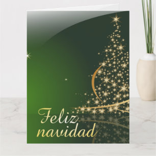 Motivo navideño verde con arbol de navidad. V2,0 Kaart