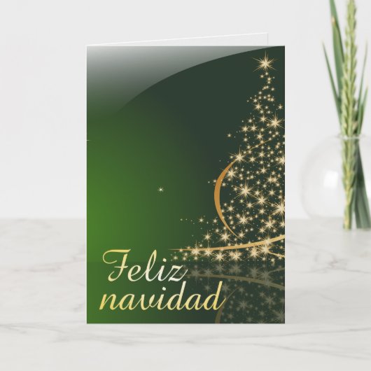 Motivo navideño verde con arbol de navidad. V2,0 Kaart (Voorkant)