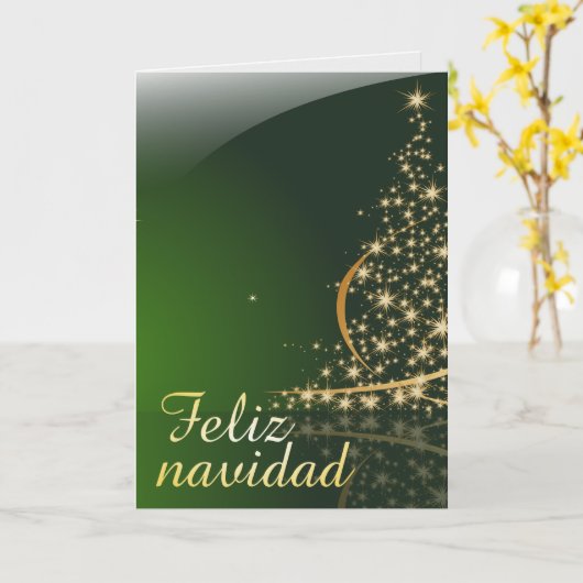 Motivo navideño verde con arbol de navidad. V2,0 Kaart (Gele Bloem)