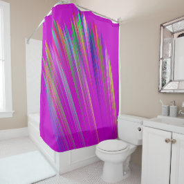 Motley abstract stripes on fuchsia color douchegordijn