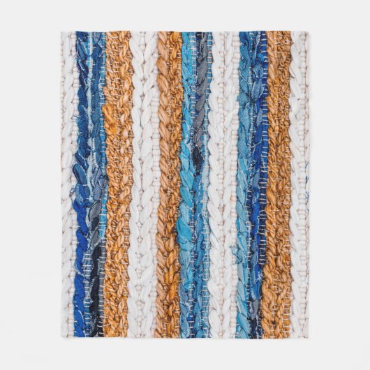 Motley Patchwork rug from denim jeans fabric, top Fleece Deken (Voorkant)