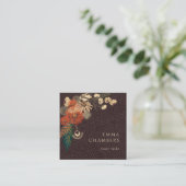 Moto Boho Floral Brown Leather Visitekaartje (Staand voorkant)
