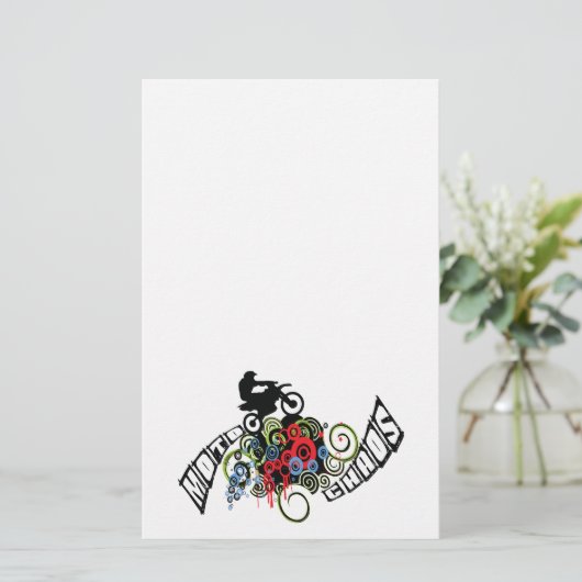 Moto Chaos Dirt Bike Rider Briefpapier (Staand voorkant)