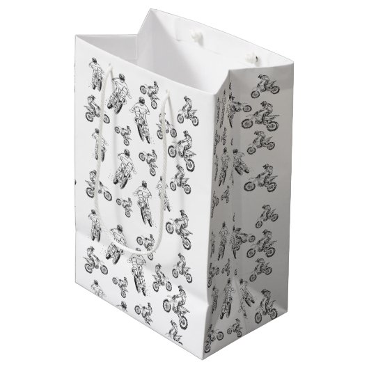 Moto cross, aangepaste achtergrondkleur. medium cadeauzakje (Voorkant Gekanteld)