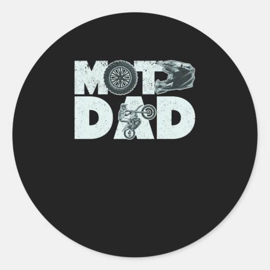 Moto Dad Funny Dirt Bike Motocross Ronde Sticker (Voorkant)
