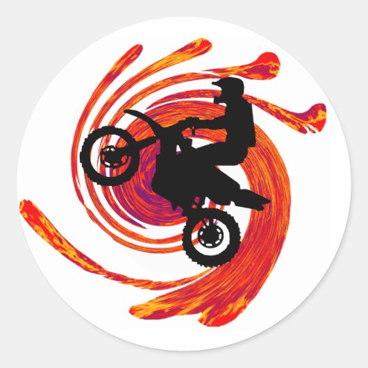 Moto Fire Tracks Ronde Sticker (Voorkant)
