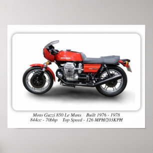 Moto Guzzi 850 Le Mans 1976 motorfiets - A3-formaa Poster