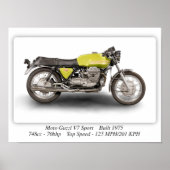 Moto Guzzi V7 Sport Motorcycle - A3 Poster (Voorkant)