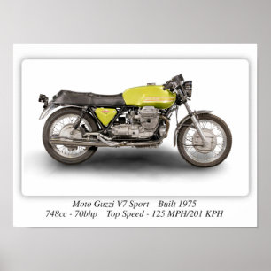 Moto Guzzi V7 Sport Motorcycle - A3 Poster