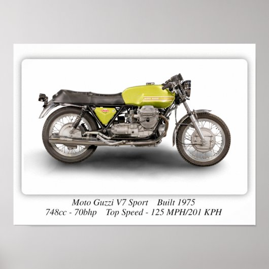 Moto Guzzi V7 Sport Motorcycle - A3 Poster (Voorkant)